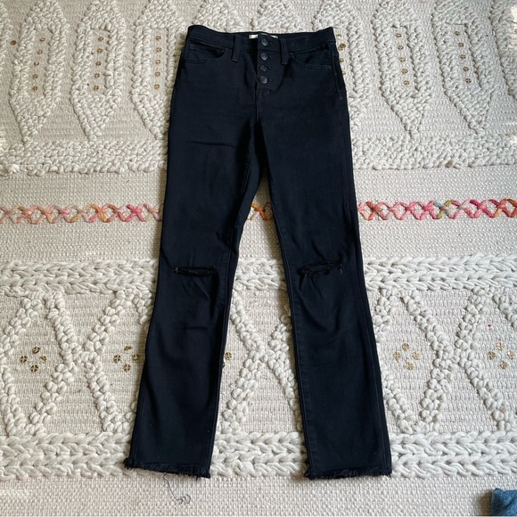 Madewell Black Ripped Knee 10" High Rise Jegging Jean - Picture 8 of 10